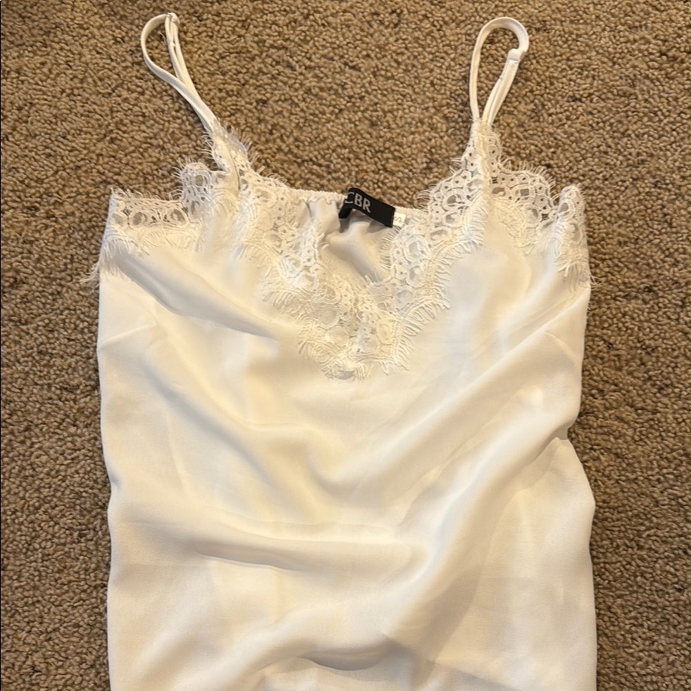 CBR Elegant White Lace Trim Cami Top